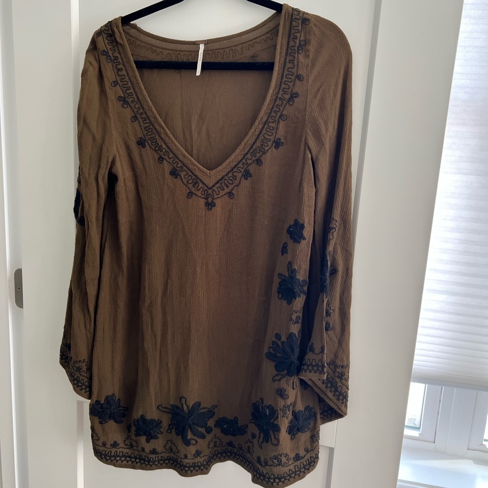 XS Free People Green Tunic